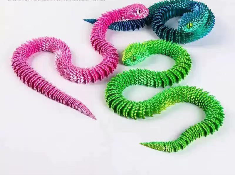 Wholesale 3D printed viper figurine with movable snake joints,  simulated animal luminous model
